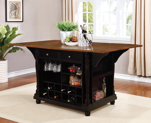 Slater Country Cherry and Black Kitchen Island