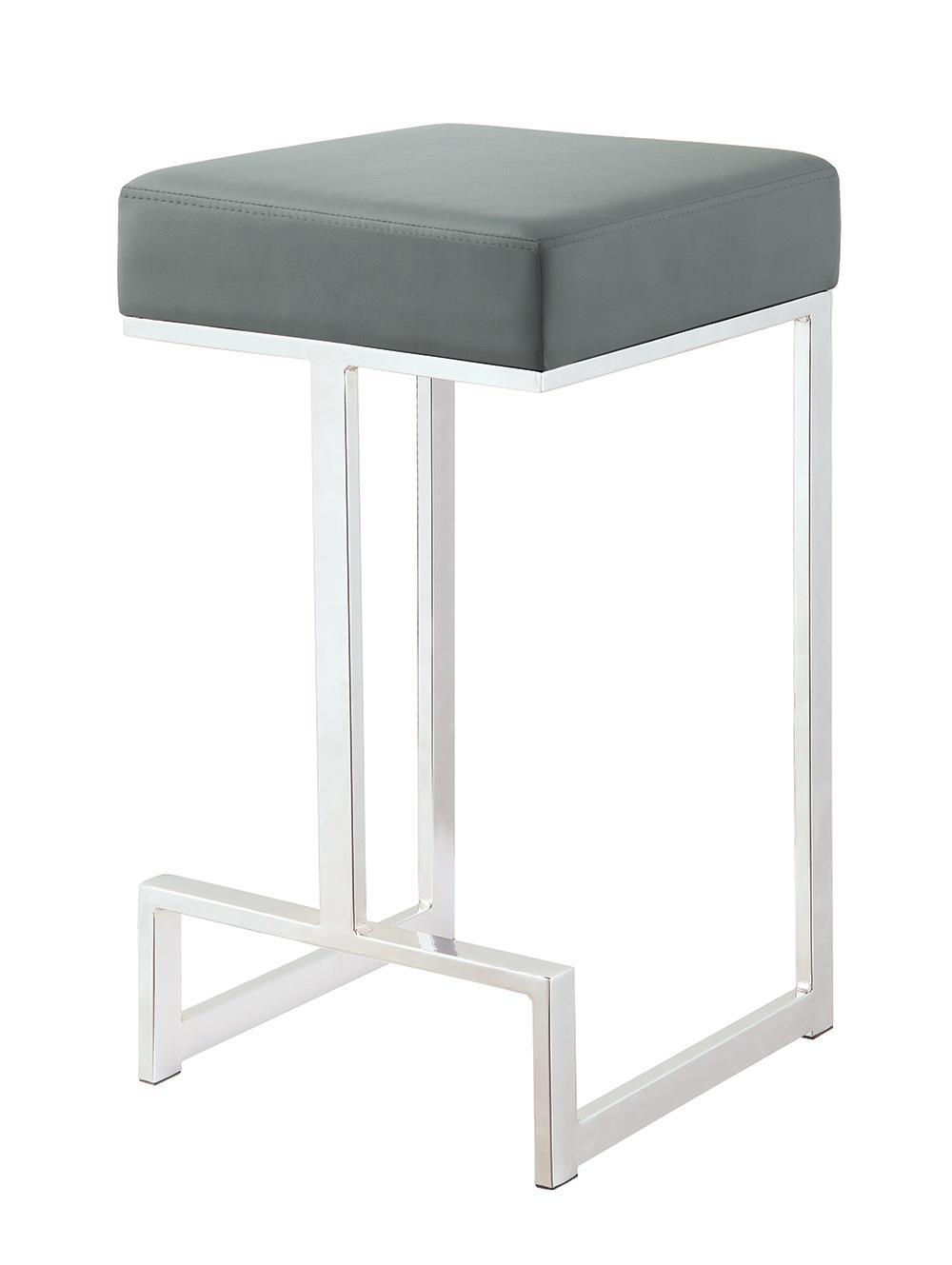 Contemporary Chrome and Grey Counter-Height Stool