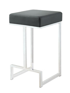 Contemporary Chrome and Black Counter-Height Stool