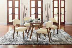 Paxton Mid-Century Modern Cream Leatherette Dining Chair