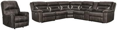 Kincord 4-Piece Power Reclining Sectional with Recliner Package