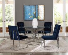 Load image into Gallery viewer, Modern Ink Blue and Chrome Dining Chair