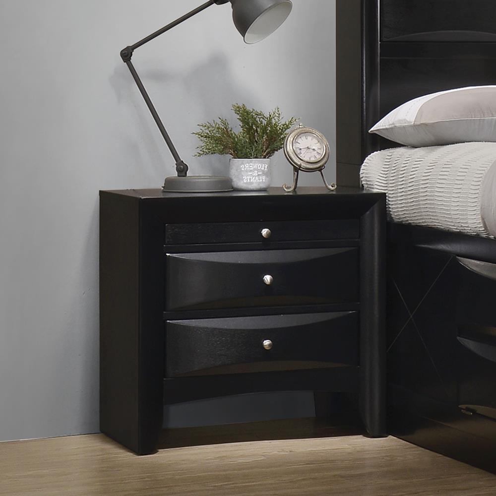 Briana Black Two-Drawer Nightstand With Tray