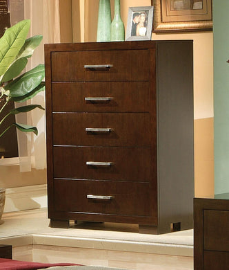 Jessica Cappuccino Five-Drawer Chest