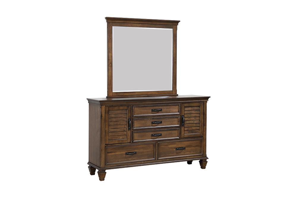 Franco Burnished Oak Five-Drawer Dresser With Two Louvered Doors