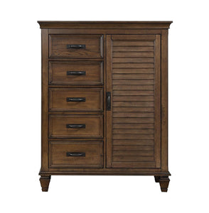 Franco Five-Drawer Chest With Louvered Panel Door