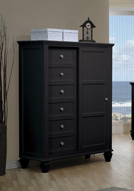 Sandy Beach Black Door Dresser With Concealed Storage