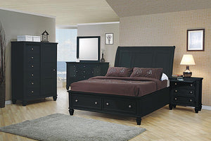 Sandy Beach Black Queen Five-Piece Bedroom Set