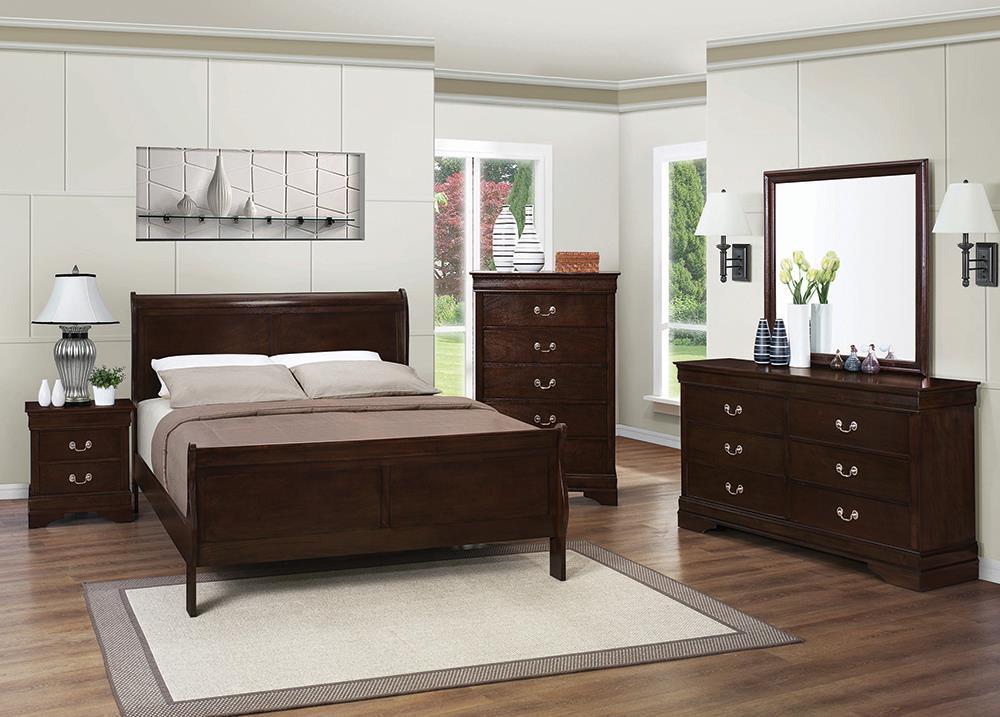 Louis Philippe Cappuccino Queen Sleigh Bed