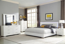 Load image into Gallery viewer, Felicity Contemporary Glossy White Lighted Eastern King Bed