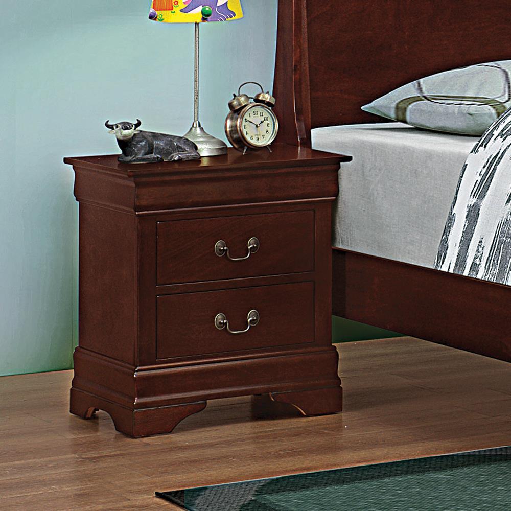 Louis Philippe Red Brown Two-Drawer Nightstand