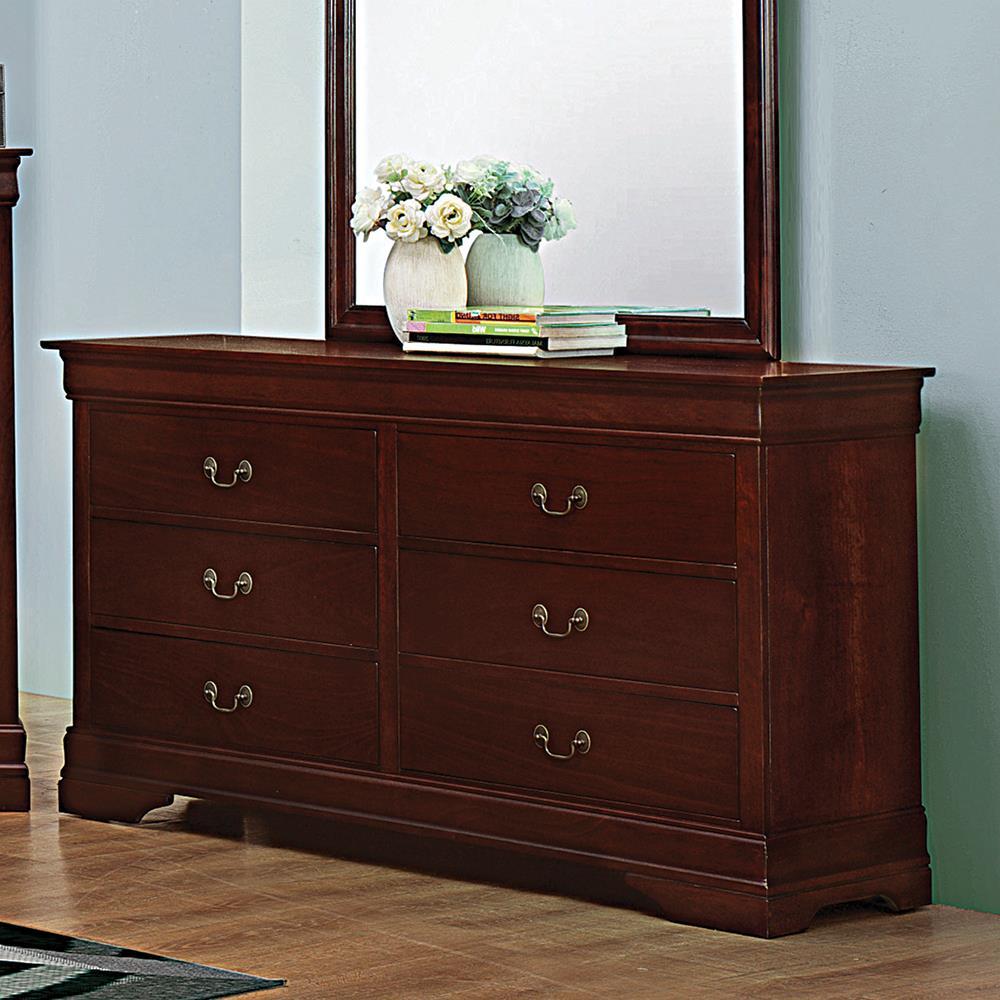 Louis Philippe Reddish Brown Six-Drawer Dresser