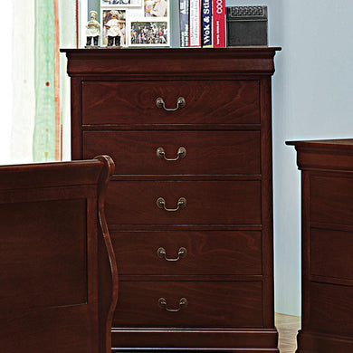 Louis Philippe Red Brown Five-Drawer Chest