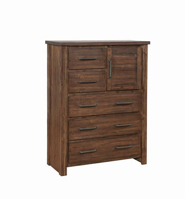 Sutter Creek Warm Bourbon Five-Drawer Chest With Door