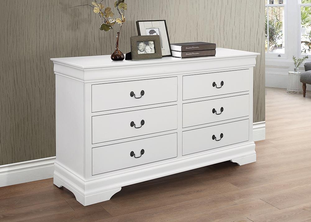 Louis Philippe White Six-Drawer Dresser