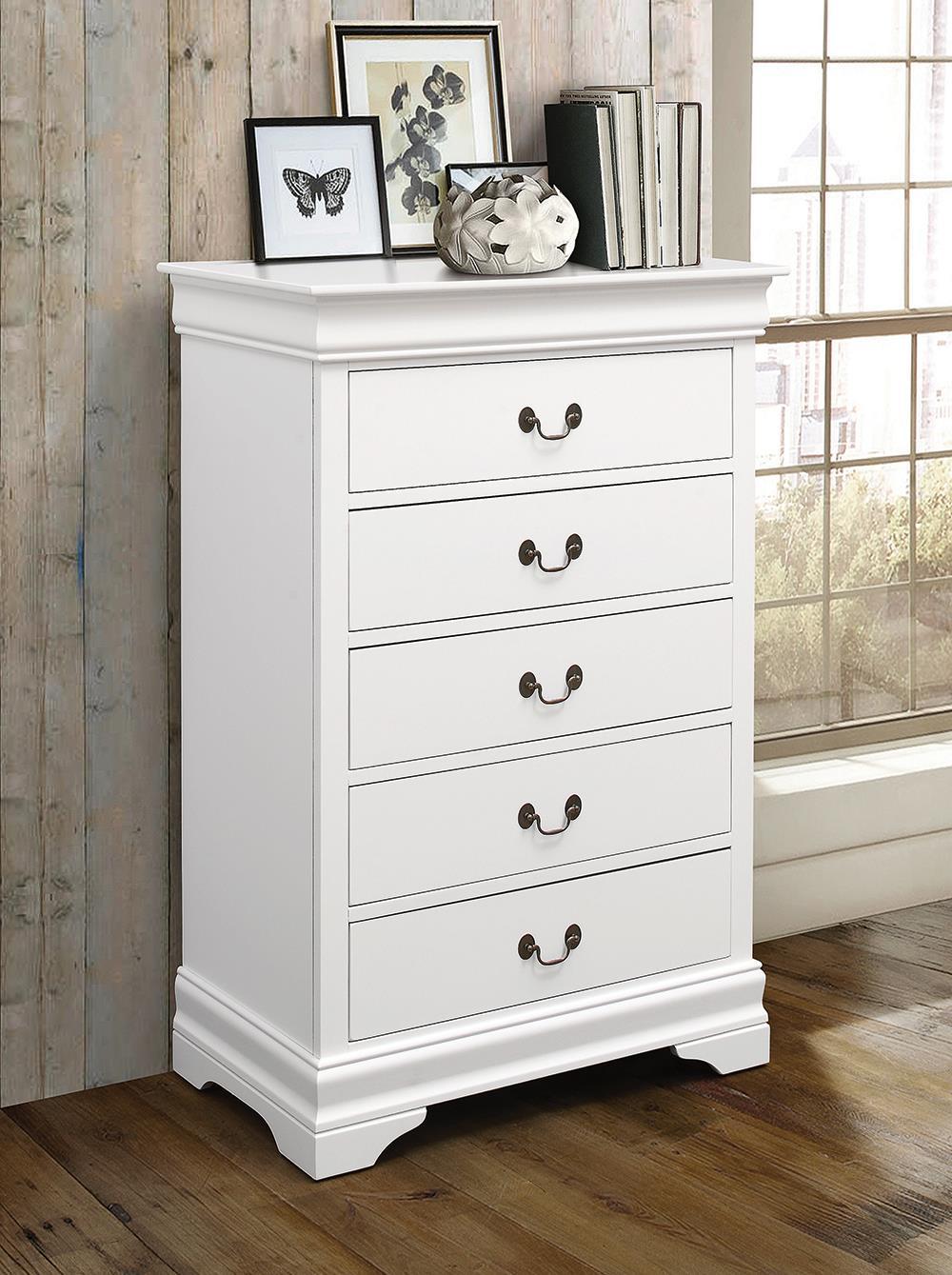 Louis Philippe White Five-Drawer Chest