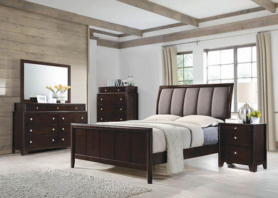 Madison Transitional Dark Merlot and Taupe Grey Eastern King Bed