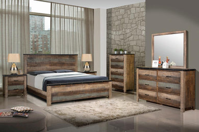 Sembene Bedroom Rustic Antique Multi-Color California King Bed Four-Piece Set