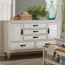 Load image into Gallery viewer, Franco Antique White Five-Drawer Chest With Louvered Panel Doors