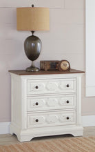 Load image into Gallery viewer, Traditional Rustic Latte and Vintage White Nightstand