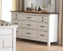 Load image into Gallery viewer, Traditional Rustic Latte and Vintage White Dresser