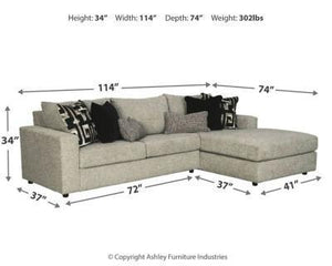 Ravenstone 2-Piece Sectional with Ottoman Package