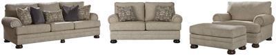 Kananwood Sofa and Loveseat with Oversized Chair and Ottoman Package