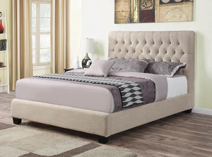 Chloe Transitional Oatmeal Upholstered Queen Bed