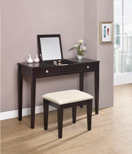 Contemporary Espresso Vanity and Bench