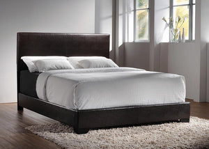 Conner Transitional Dark Brown Upholstered Queen Bed