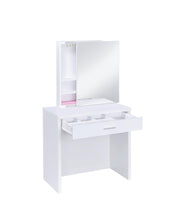 Load image into Gallery viewer, Contemporary White Vanity and Upholstered Stool Set