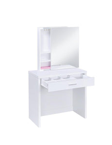 Contemporary White Vanity and Upholstered Stool Set