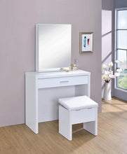 Load image into Gallery viewer, Contemporary White Vanity and Upholstered Stool Set