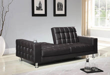 Load image into Gallery viewer, Brown Faux Leather Sofa Bed