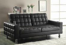 Load image into Gallery viewer, Brown Faux Leather Sofa Bed