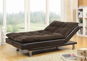 Contemporary Overstuffed Brown and Chrome Sofa Bed