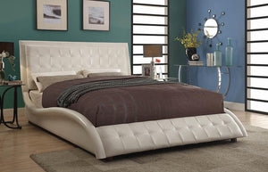 Tully Transitional White Upholstered Eastern King Bed