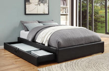 Load image into Gallery viewer, Hunter Transitional Black Upholstered Queen Storage Bed