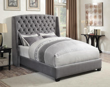 Load image into Gallery viewer, Pissarro Transitional Upholstered Grey and Chocolate Eastern King Bed