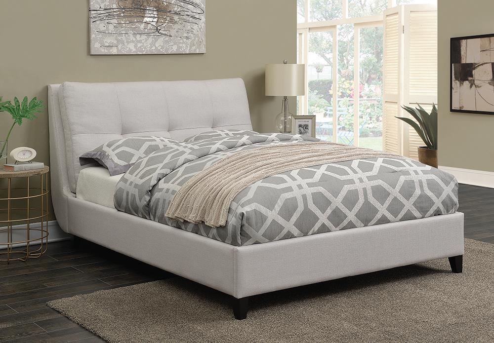 Amador Beige Upholstered King Platform Bed