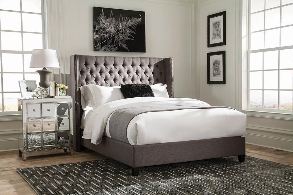 Benicia Grey Upholstered California King Bed