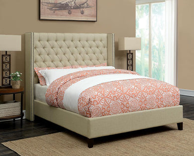 Benicia Beige Upholstered California King Bed