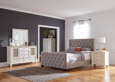 Palma Light Grey Upholstered King Bed