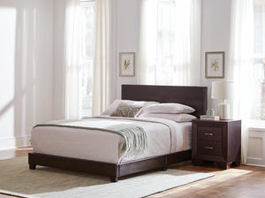 Dorian Brown Faux Leather Upholstered King Bed