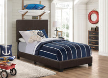 Load image into Gallery viewer, Dorian Brown Faux Leather Upholstered Twin Bed