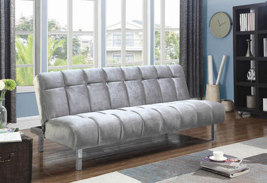 Contemporary Silver and Chrome Sofa Bed