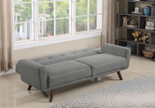 Load image into Gallery viewer, Mid-Century Modern Grey and Walnut Sofa Bed