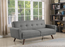 Load image into Gallery viewer, Mid-Century Modern Grey and Walnut Sofa Bed