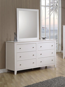 Selena Contemporary White Six-Drawer Dresser