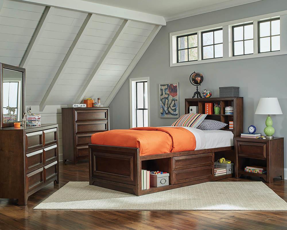 Greenough Transitional Maple Oak Twin Storage Bed